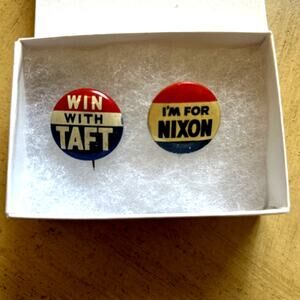 Vintage Political Campaign Pins (Set Of 2) Nixon I’m For nixon taft